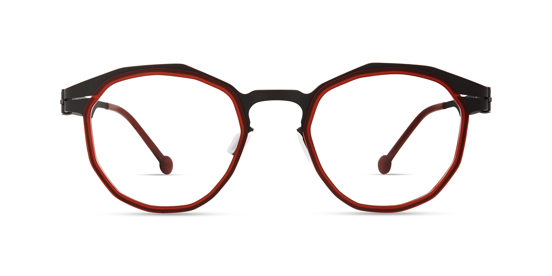 Modo NAVIGLI irregular eyeglasses in Red/Gunmetal