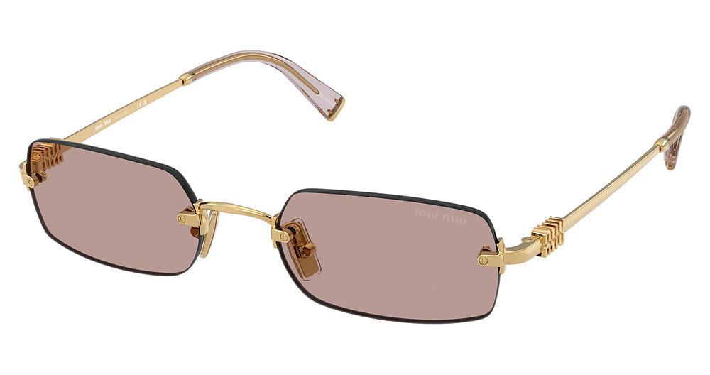 Miu Miu MU B50S rectangle sunglasses in Gold/Light Purple Brown