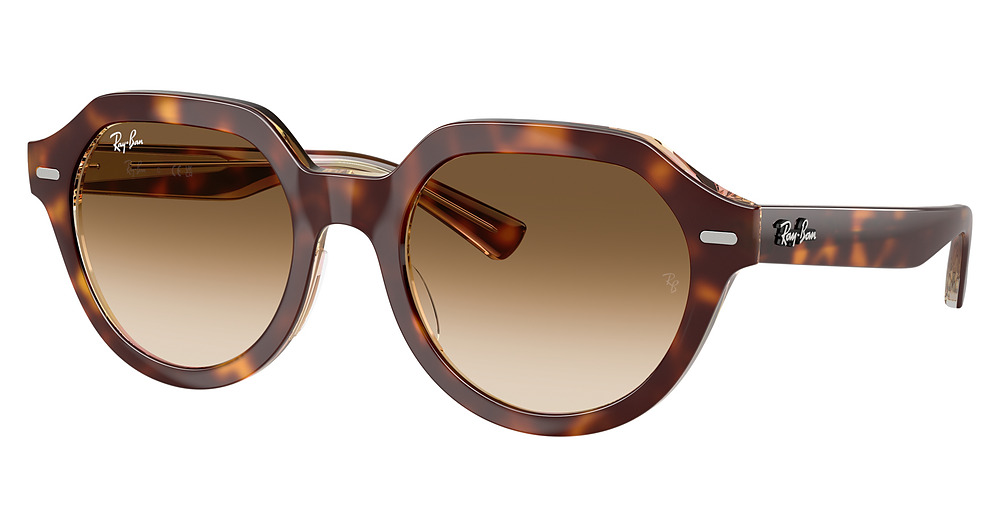 Ray-Ban RB4399 GINA round sunglasses in Light Havana on Multicol/Clear Gradient Brown