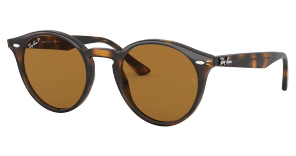 Ray-Ban RB2180F round sunglasses in Dark Light Havana/Polarized Brown