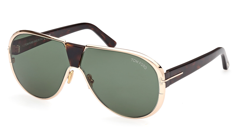 Tom Ford FT1072 aviator sunglasses in Shiny Rose Gold/Green