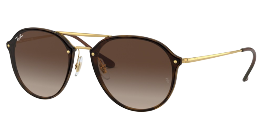 Ray-Ban RB4292N BLAZE DOUBLEBRIDGE round sunglasses in Light Havana/Brown Gradient Dark Brown