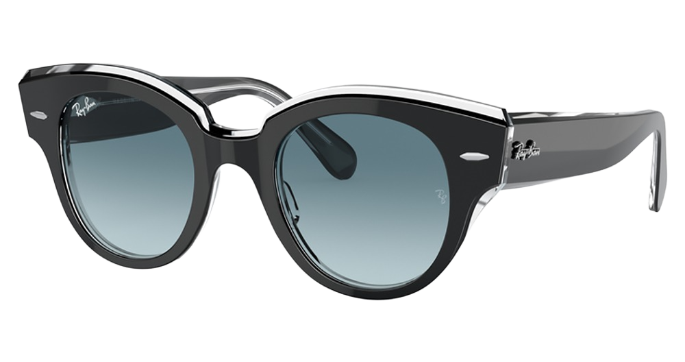 Ray-Ban RB2192F cateye sunglasses in Black on Transparent/Blue Gradient Grey