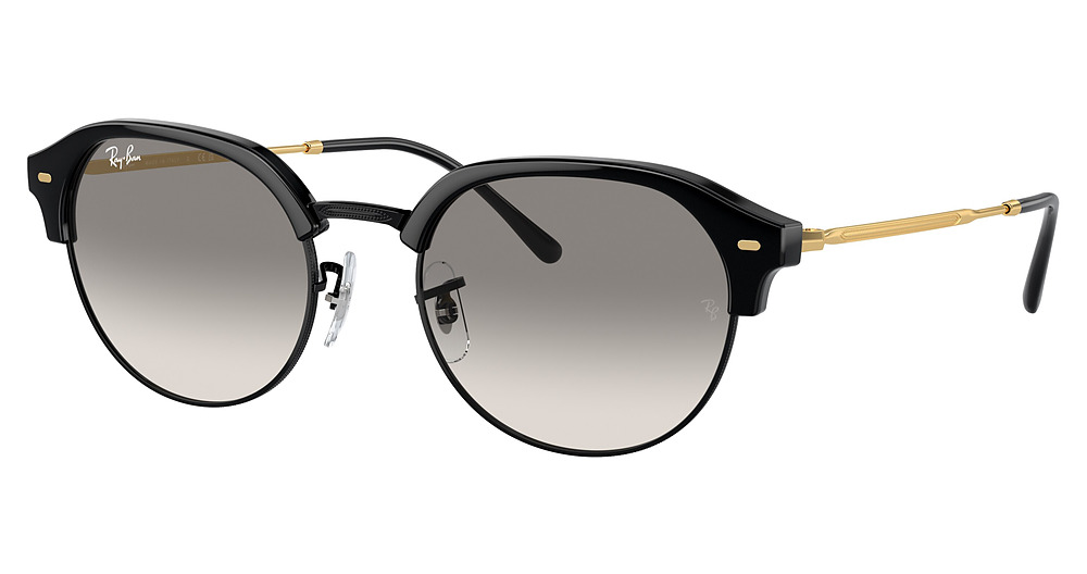 Ray-Ban RB4429 round sunglasses in Black on Black and Arist/Clear Gradient Grey