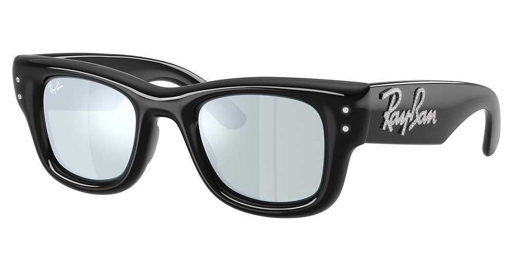 Ray-Ban RB4940B WAYFARER PUFFER square sunglasses in Black/Green Mirror Silver Plan
