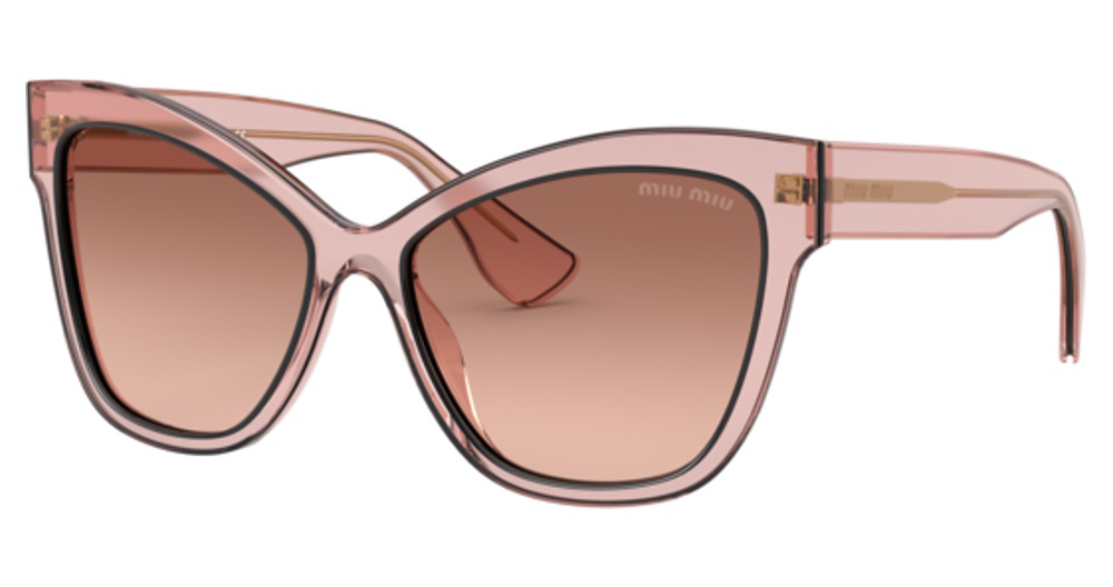 Miu Miu MU 08VS cateye sunglasses in Pink Transparent/Pink Gradient Dark Brown