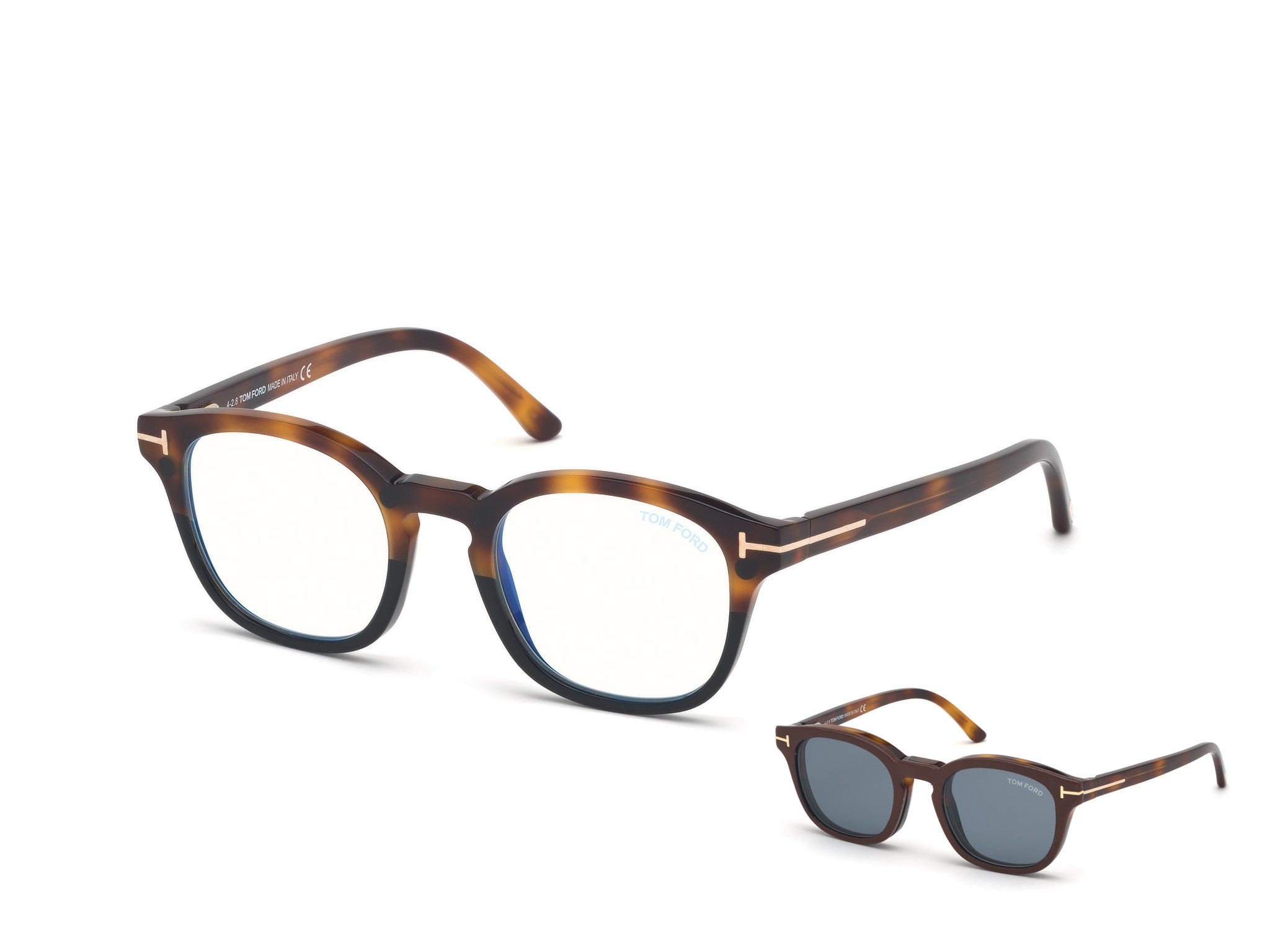 Tom Ford FT5532-B square eyeglasses in Havana To Black
