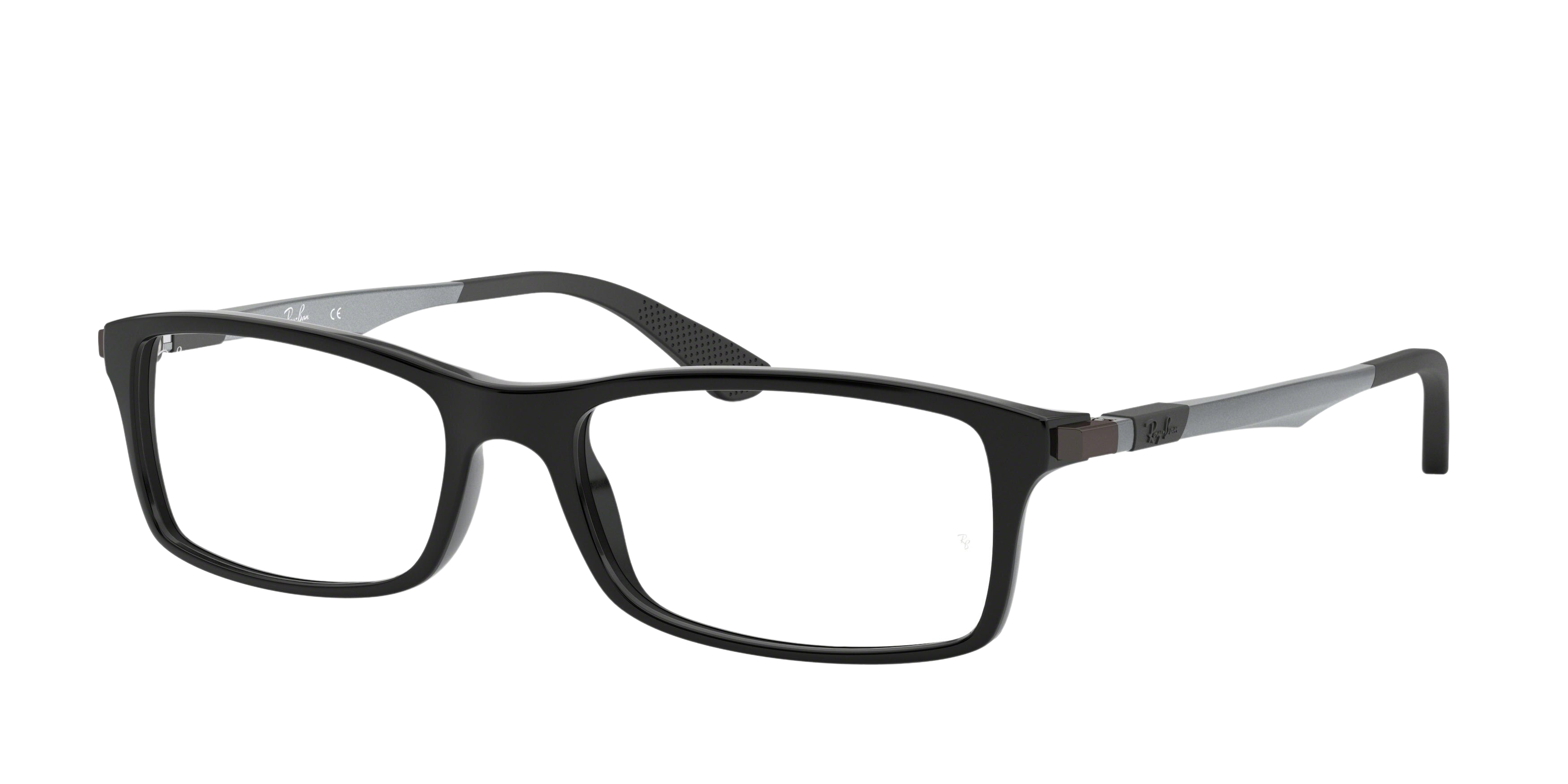 Ray-Ban RX7017 rectangle eyeglasses in Shiny Black