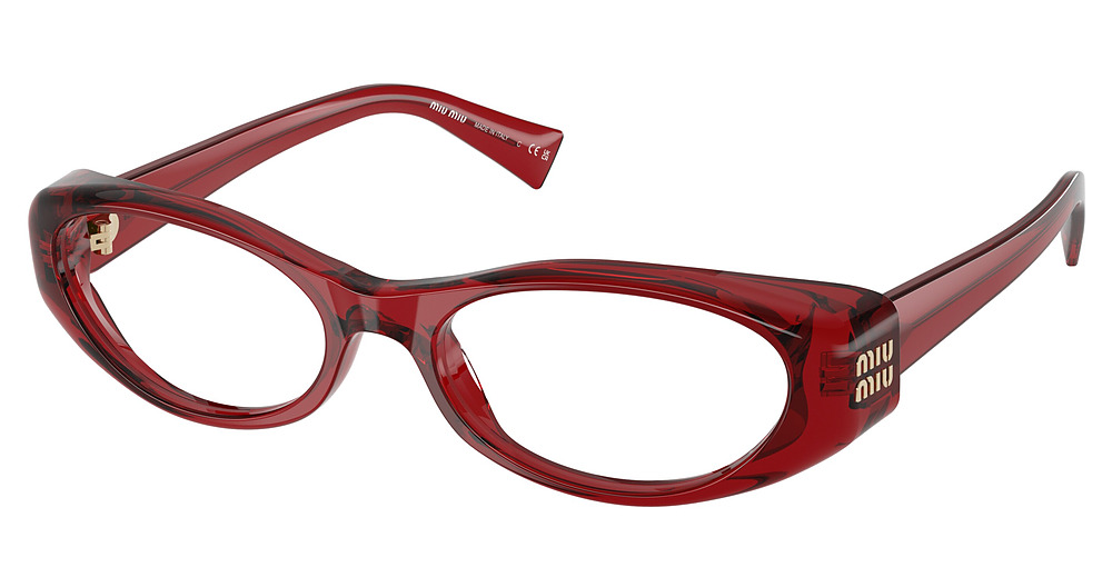 Miu Miu MU 03ZV round eyeglasses in Transparent Red