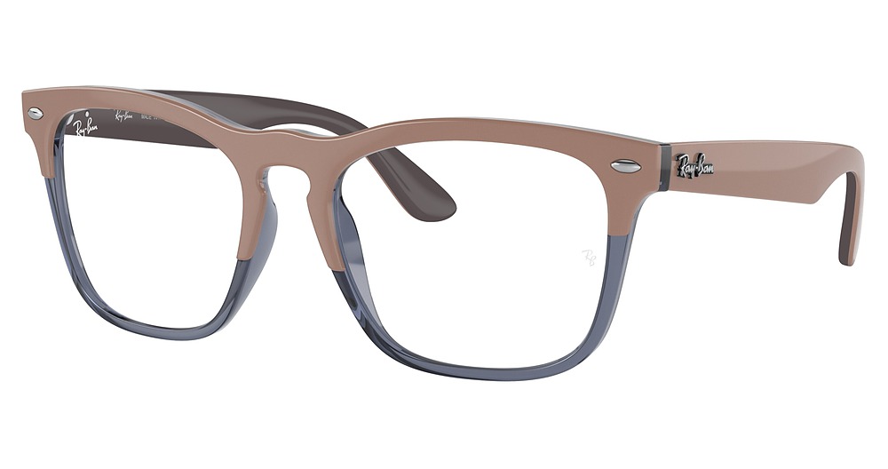 Ray-Ban RX4487VF STEVE round eyeglasses in Beige on Transparent Dar