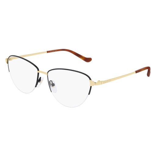 Gucci GG0580O cateye eyeglasses in Black Gold Transparent