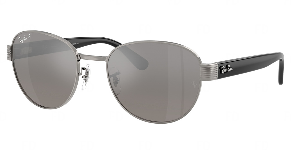 Ray-Ban RB3766CH round sunglasses in Gunmetal/Mirror Silver