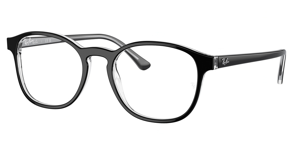 Ray-Ban RX5417 round eyeglasses in Black on Trasparent