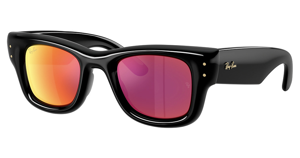Ray-Ban RB4940 WAYFARER PUFFER square sunglasses in Black/Brown Mirror Orange