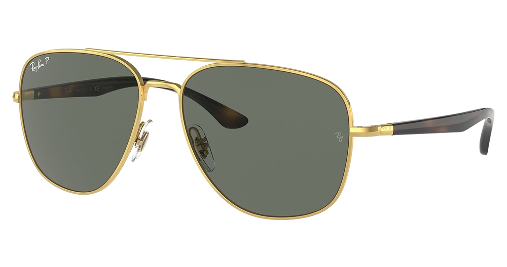 Ray-Ban RB3683 aviator sunglasses in Arista/Polarized Green