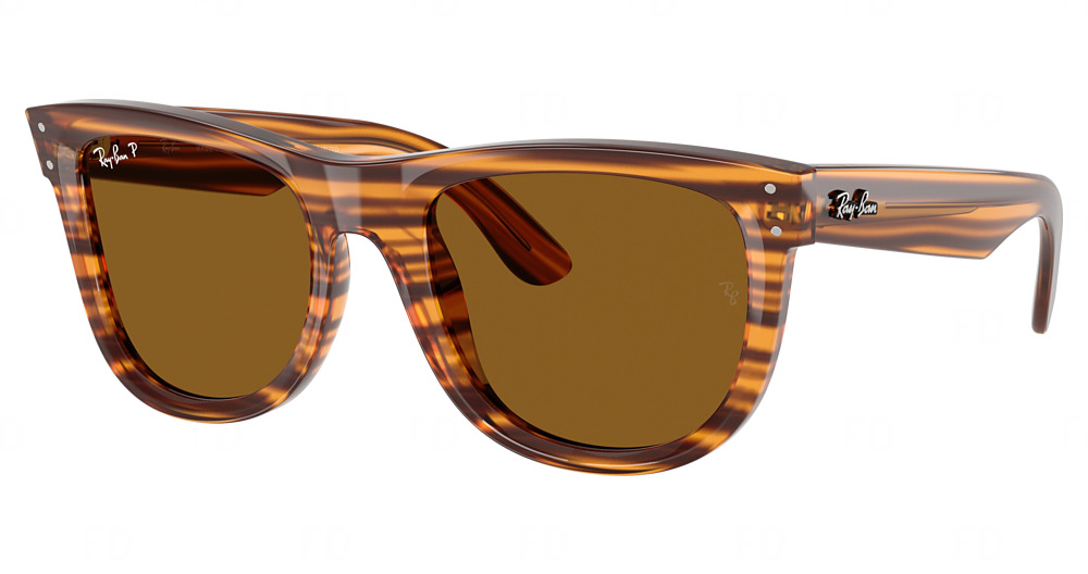 Ray-Ban RBR0502S WAYFARER REVERSE round sunglasses in Striped Havana/Polarized Dark Brown