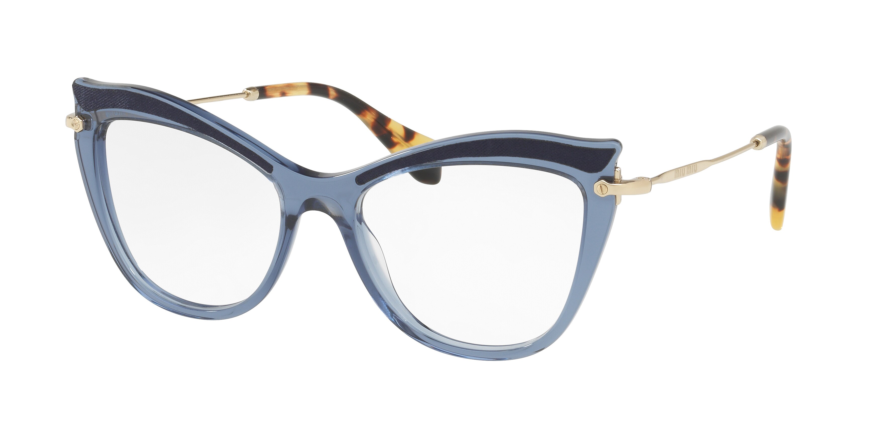 Miu Miu MU 06PV cateye eyeglasses in Transparent Blue