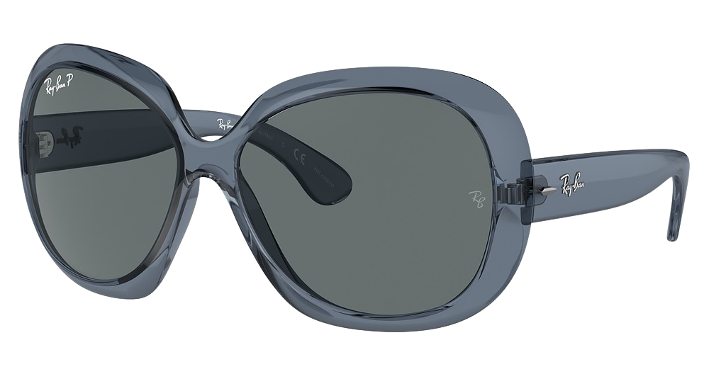Ray-Ban RB4098 JACKIE OHH II round sunglasses in Transparent Blue/Dark Grey Polarized