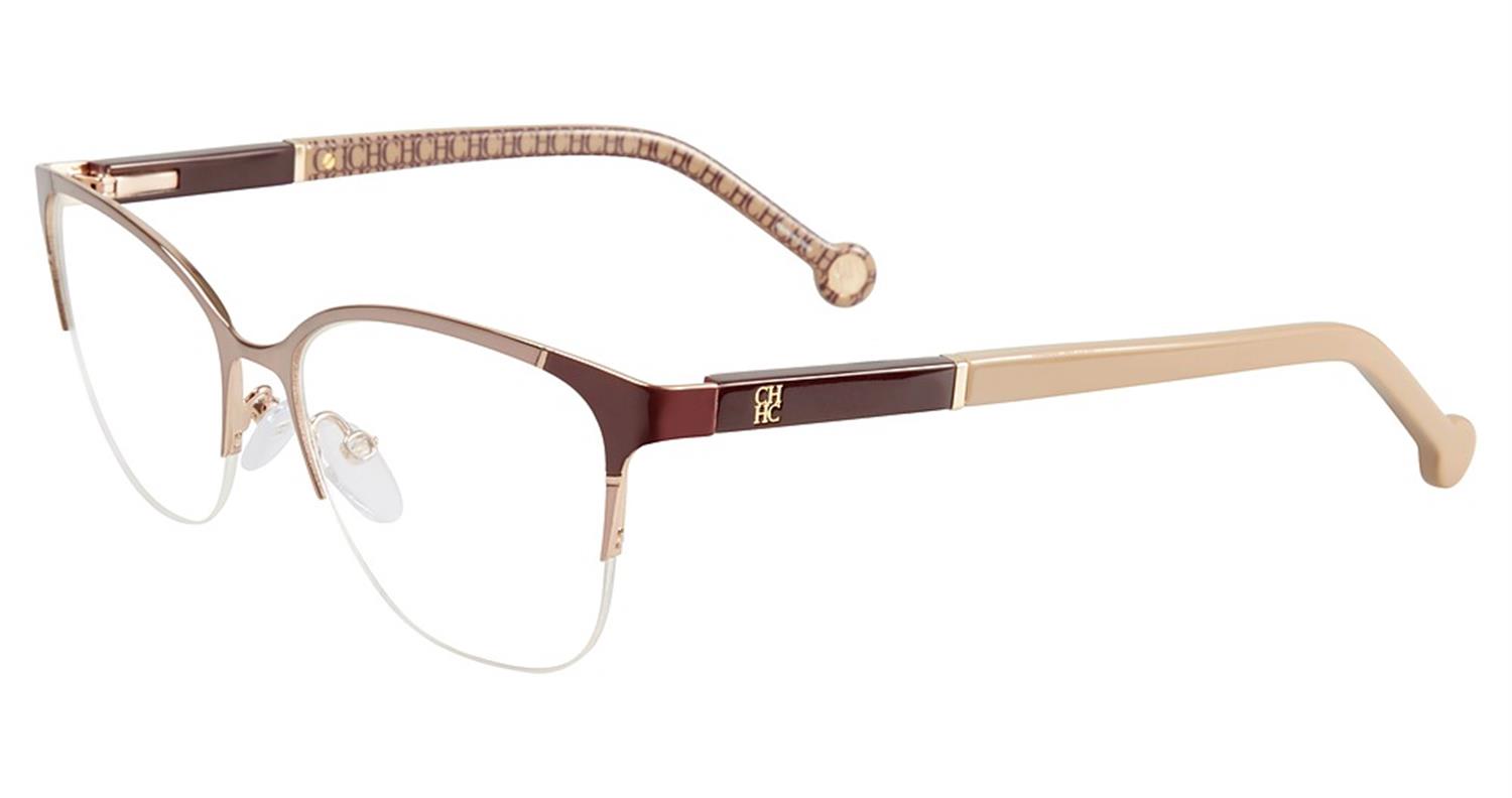 Carolina Herrera VHE091K rectangle eyeglasses in Rose Burgund 033 M