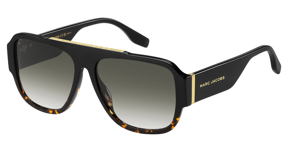 Marc Jacobs MARC 756/S rectangle sunglasses in Black Havan/Green Shaded