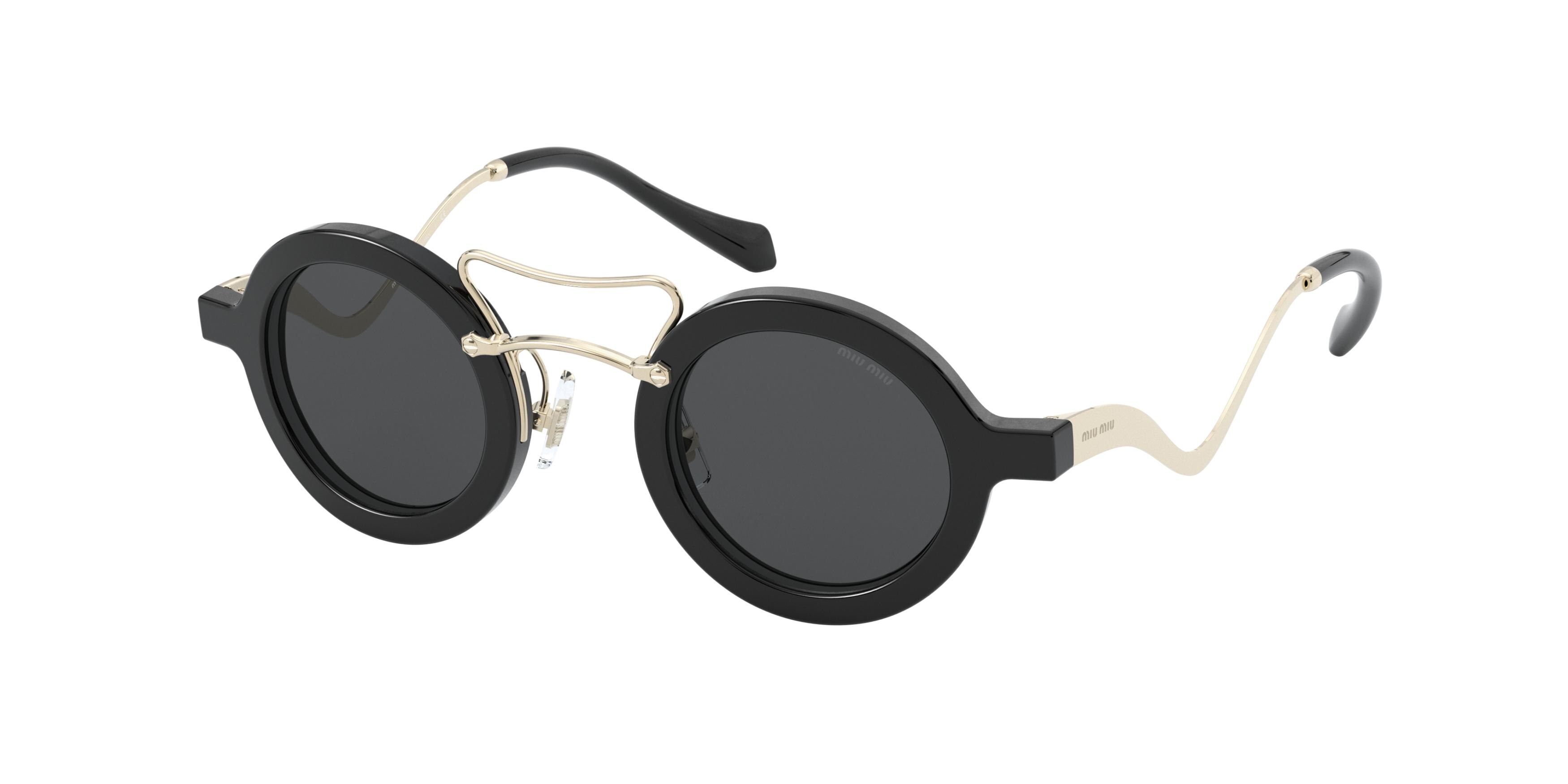 Miu Miu MU 02VS round sunglasses in Black