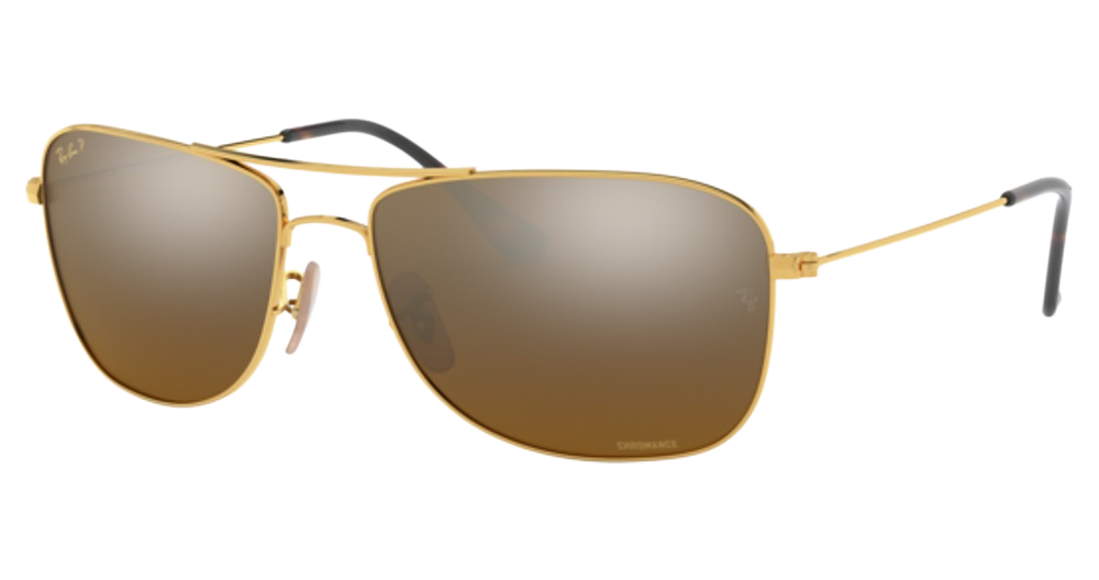 Ray-Ban RB3543 aviator sunglasses in Arista/Brown Mirror Gold Gradient