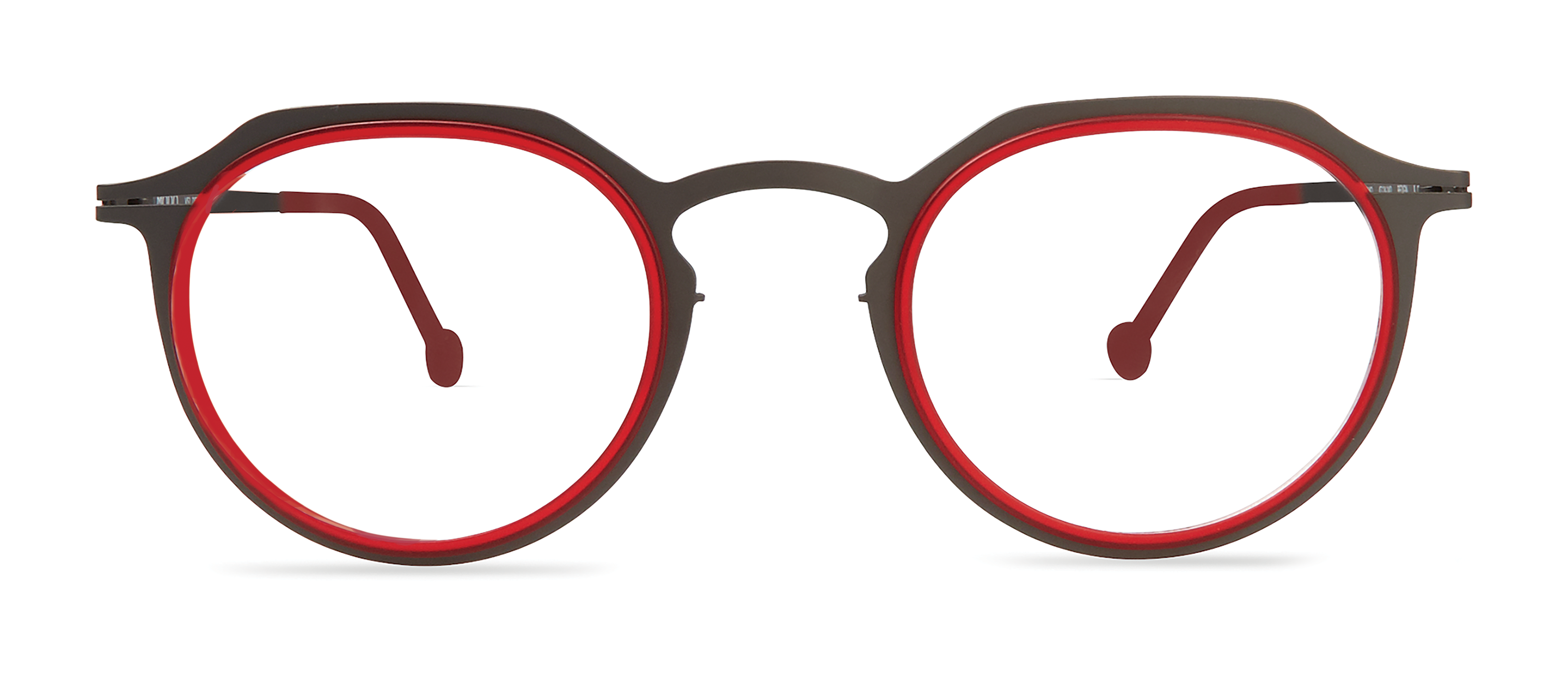 Modo DUOMO round eyeglasses in Red/Gunmetal