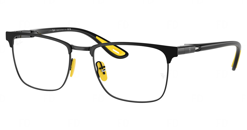 Ray-Ban RX6621M square eyeglasses in Matte Black on Black