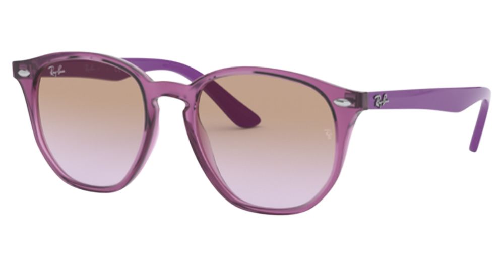 Ray-Ban RJ9070S round sunglasses in Transparent Fuxia/Violet Gradient Brown