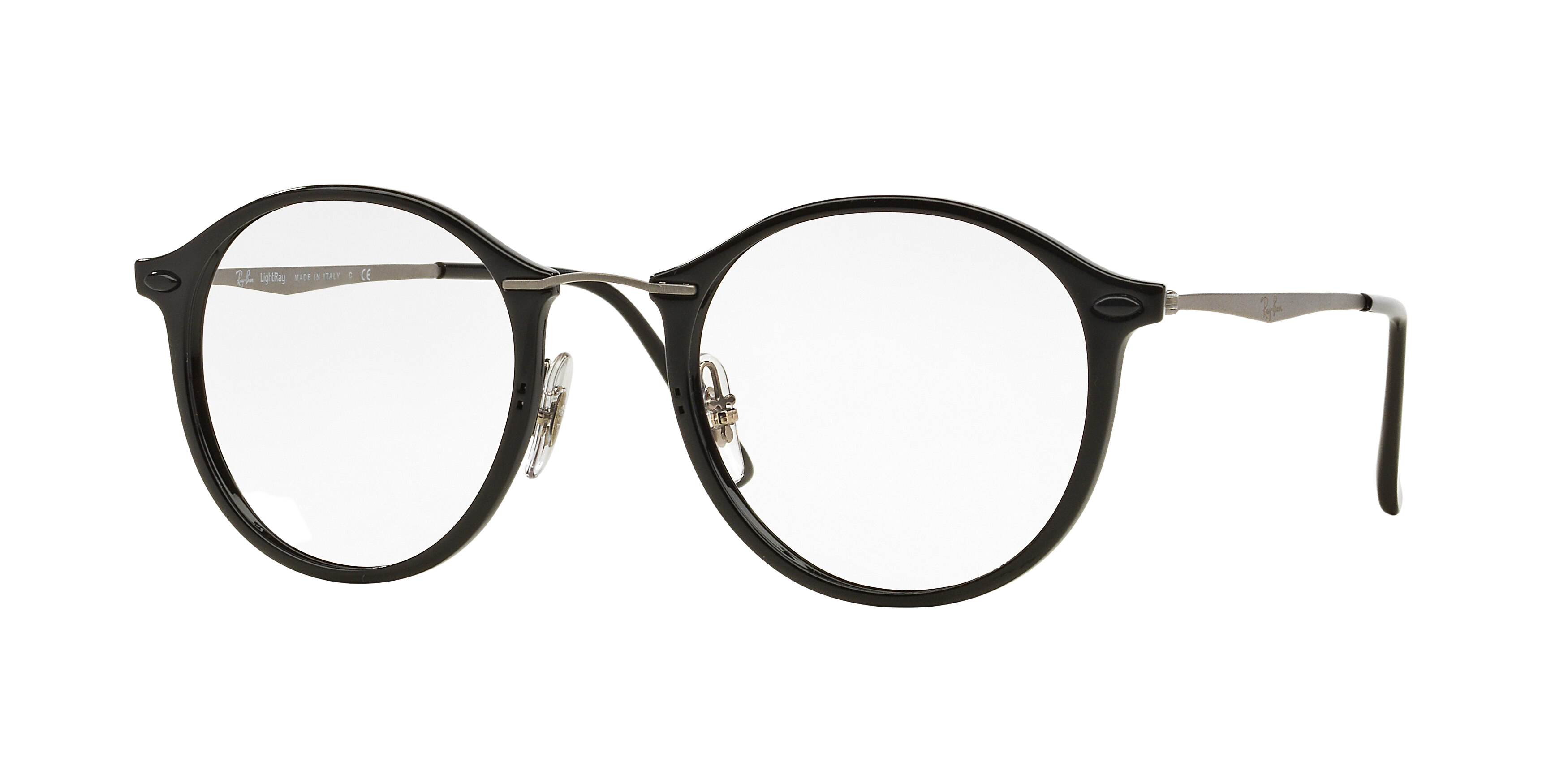 Ray-Ban RX7073 round eyeglasses in Shiny Black