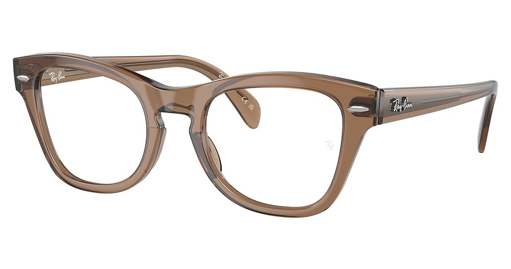 Ray-Ban RX0707V round eyeglasses in Transparent Light Brown