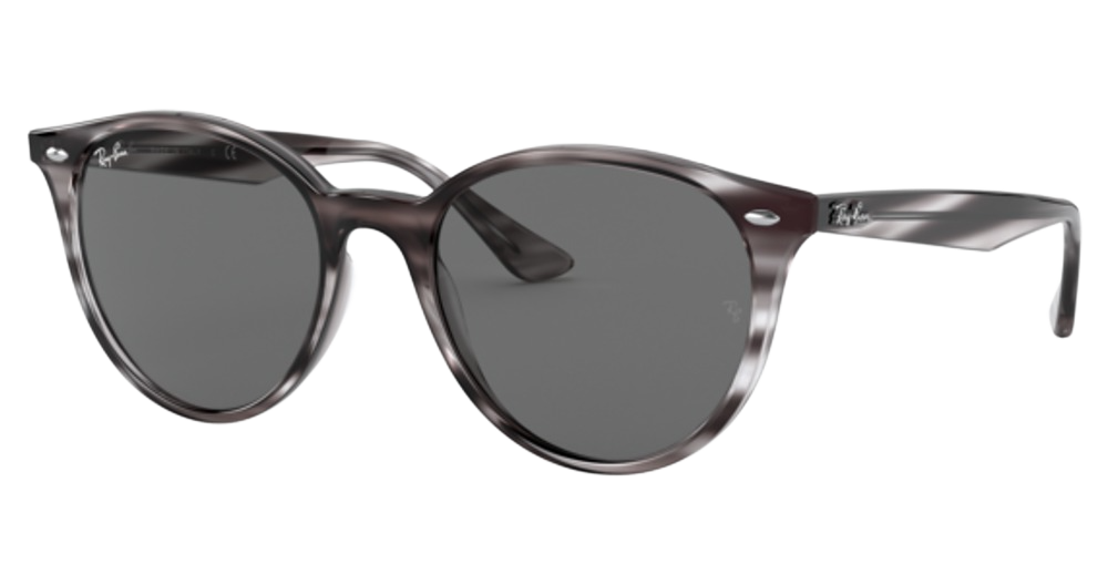 Ray-Ban RB4305F round sunglasses in Striped Grey Havana/Dark Grey