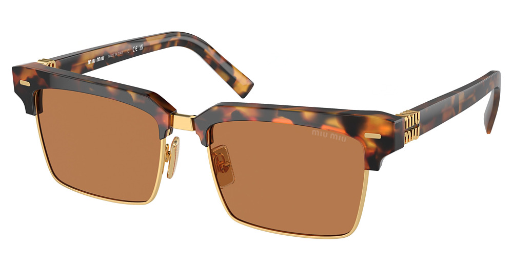 Miu Miu MU 10ZS rectangle sunglasses in Light Havana/Brown