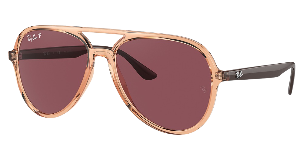 Ray-Ban RB4376 aviator sunglasses in Transparent Brown/Purple Polarized
