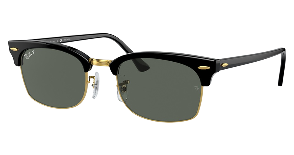 Ray-Ban RB3916F round sunglasses in Black/Green Polarized