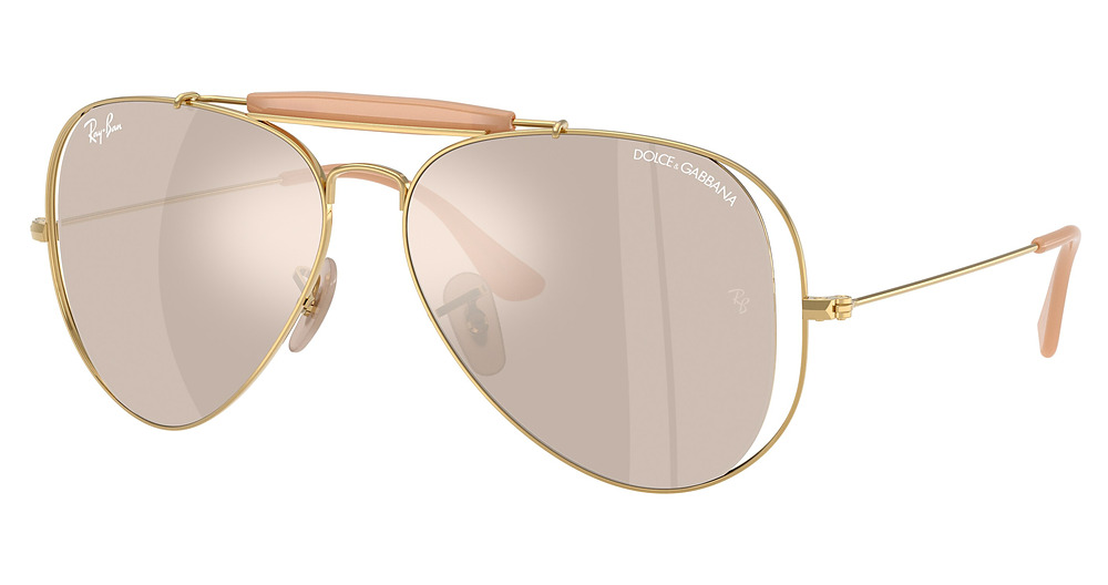 Ray-Ban RB3029M aviator sunglasses in Arista/Clear Mirror White Gold
