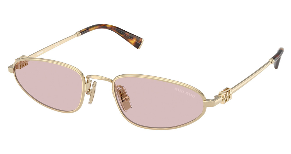 Miu Miu MU A52S round sunglasses in Pale Gold/Pink