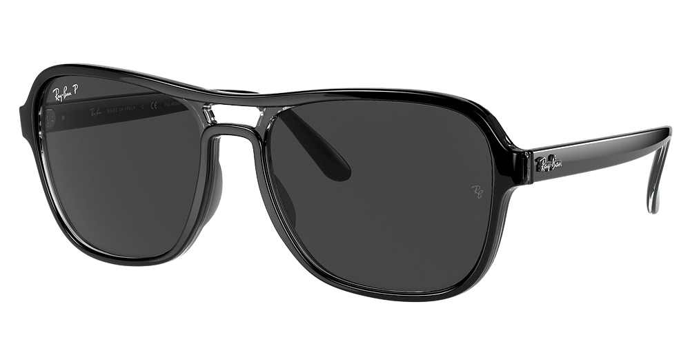 Ray-Ban RB4356 aviator sunglasses in Black Transparent Black/Polarized Black