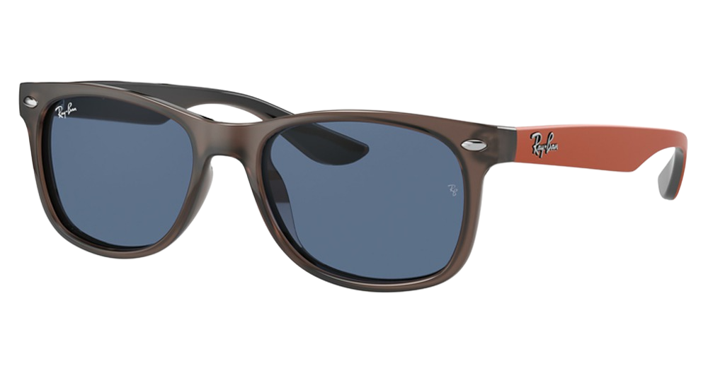 Ray-Ban RJ9052S JUNIOR NEW WAYFARER round sunglasses in Transparent Brown/Dark Blue