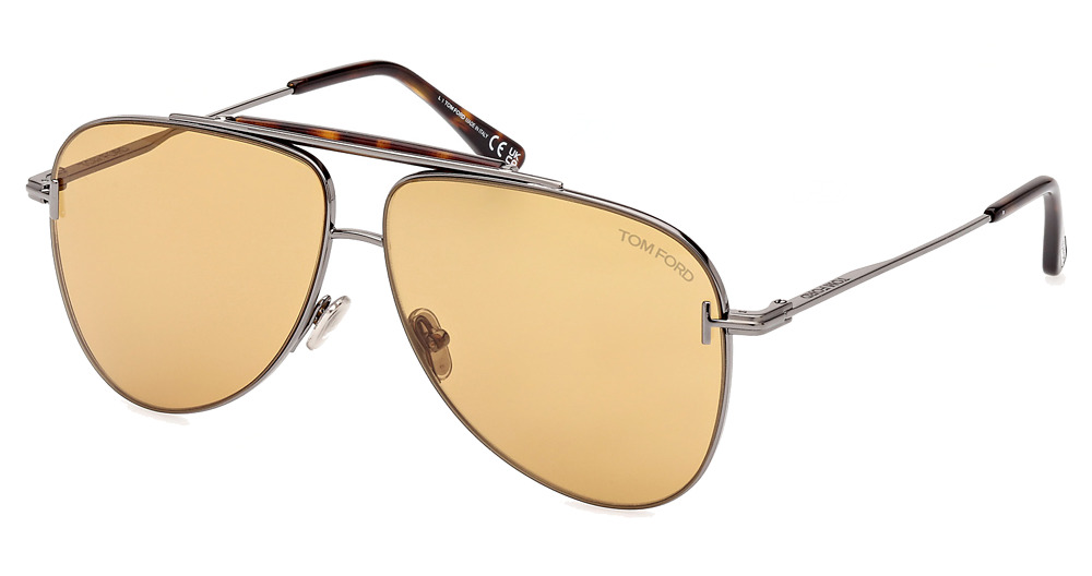Tom Ford FT1018 aviator sunglasses in Shiny Gunmetal/Brown