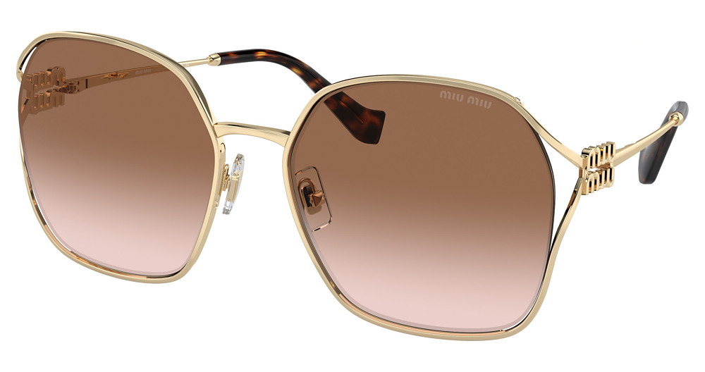 Miu Miu MU 52WS round sunglasses in Pale Gold/Brown Gradient