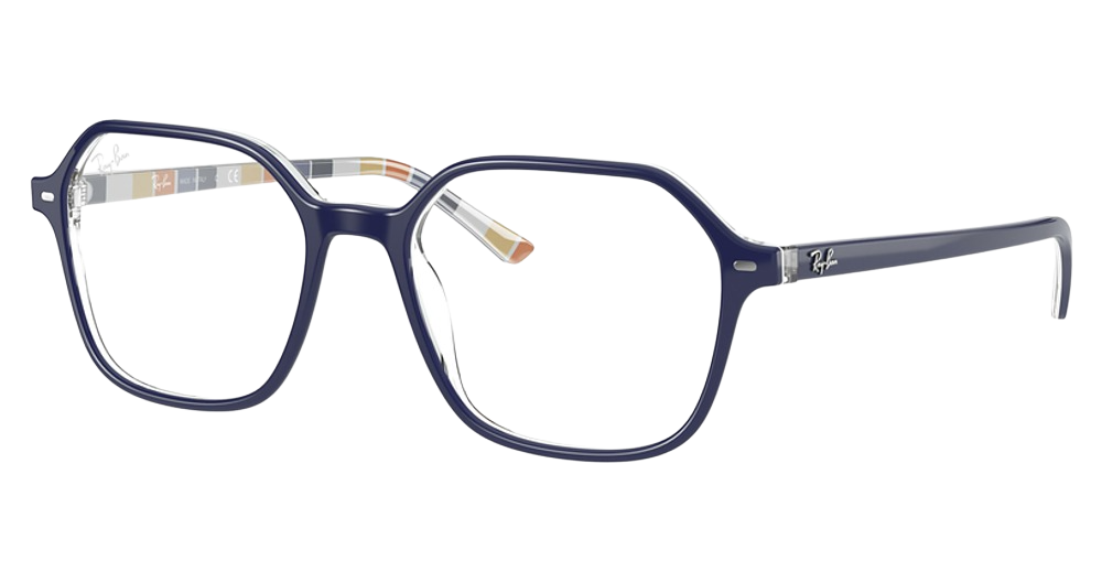 Ray-Ban RX5394 JOHN round eyeglasses in Blue on Stripes Orange/B