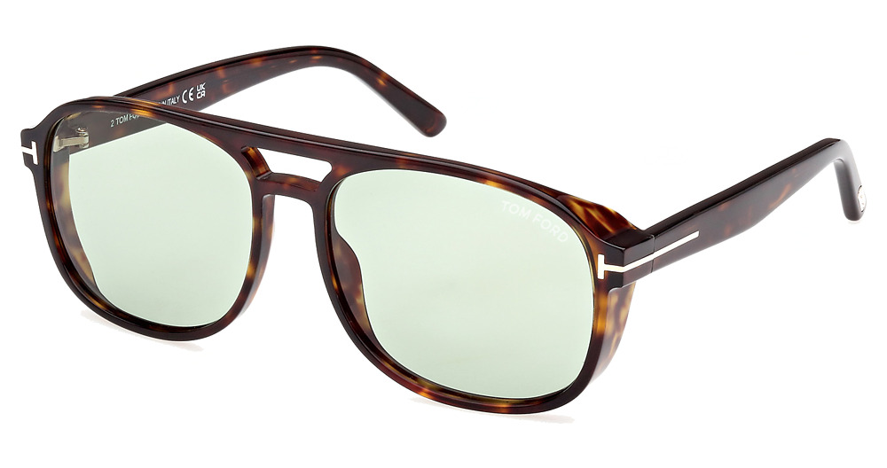 Tom Ford FT1022 aviator sunglasses in Dark Havana/Green