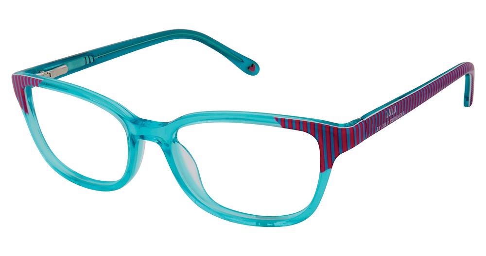 blue with blue/pink striped print