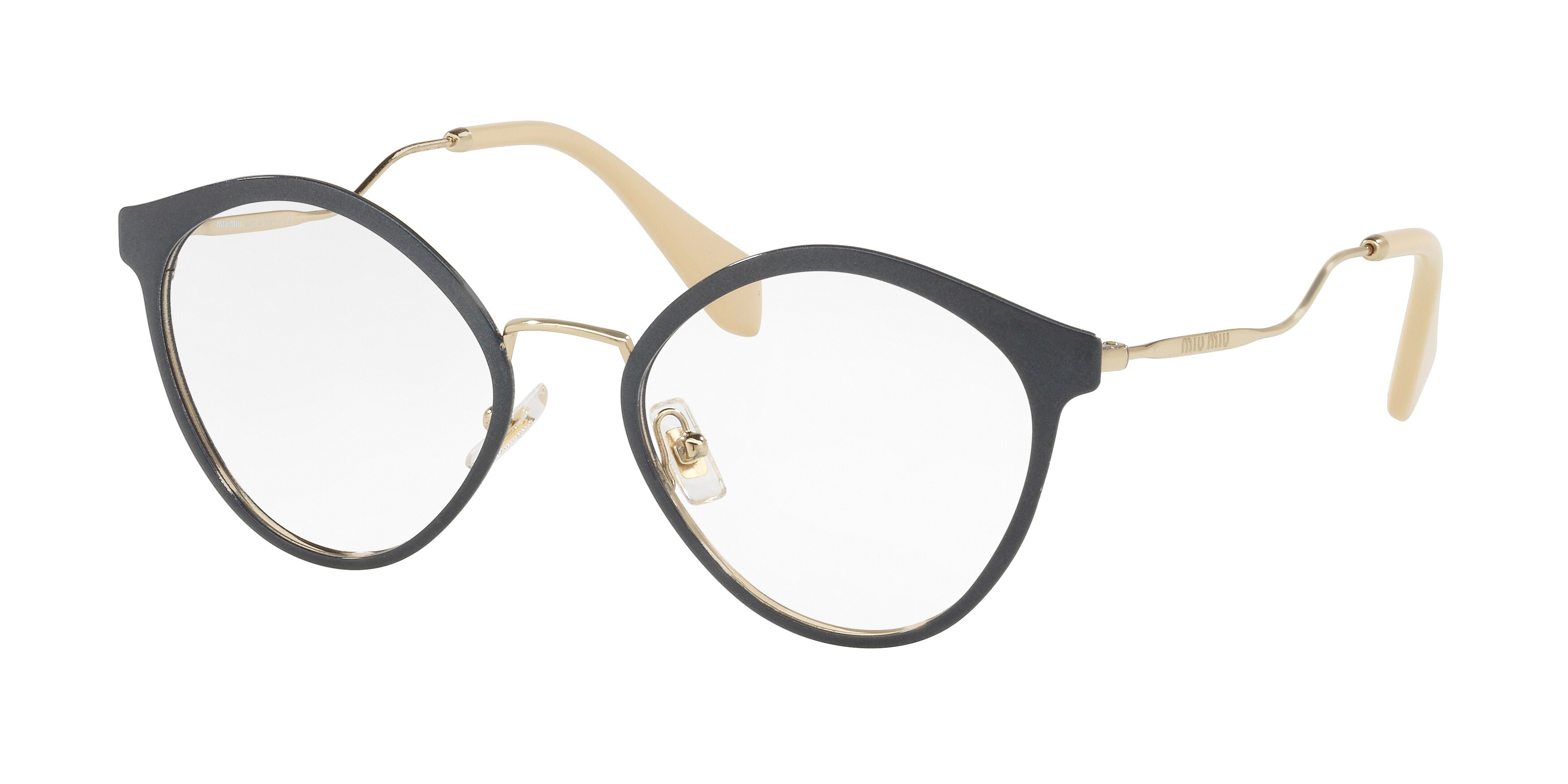 Miu Miu MU 52QV round eyeglasses in Blue Glitter
