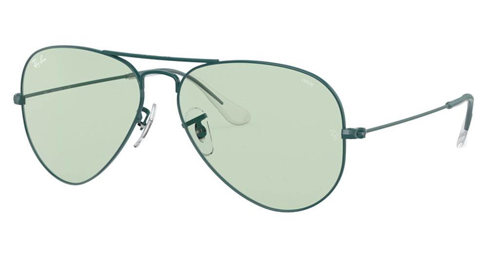 Ray-Ban RB3025 AVIATOR LARGE METAL round sunglasses in Petroleum/Photo Evolve Green/Blue