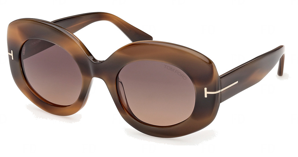 Tom Ford FT1346-F round sunglasses in Coloured Havana/Gradient Bordeaux