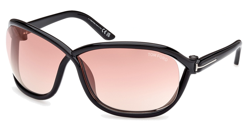 Tom Ford FT1069 irregular sunglasses in Shiny Black/Gradient Or Mirror Violet
