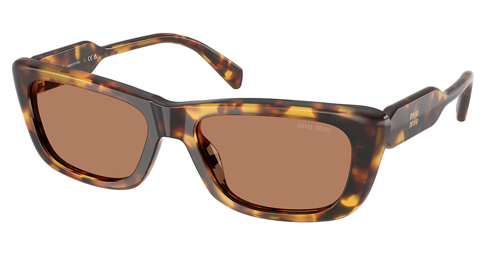 Miu Miu MU B12S rectangle sunglasses in Honey Havana/Solid Brown