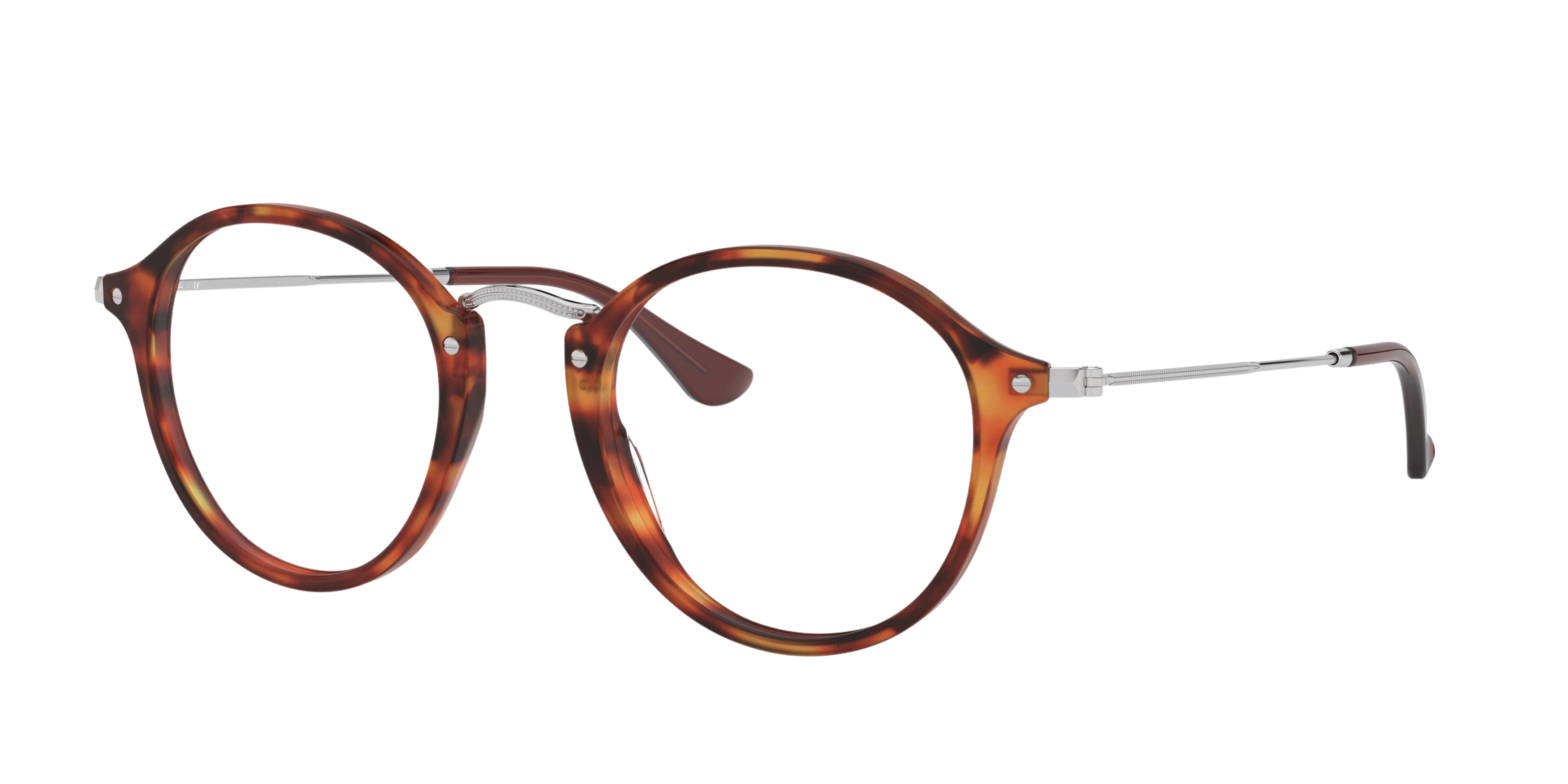 Ray-Ban RX2447V round eyeglasses in Red Havana